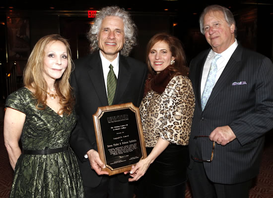 (L-R) Rebecca Goldstein, Steven Pinker, Hunter President Jennifer Raab, & Lewis Frumkes
