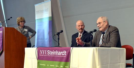 (L-R) Moderator, Sharon Weinberg, and Panelists Howard Wainer and George Noelle