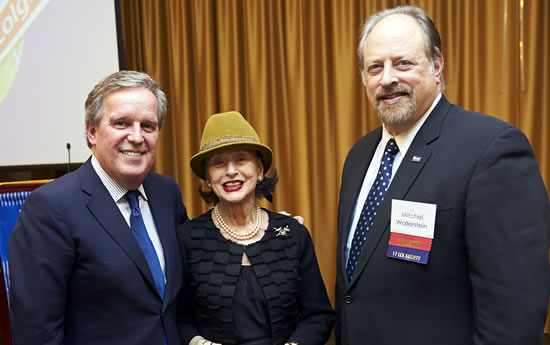 (L-R) Ian Cook, President of Colgate Pamolive, Phyllis Kossoff, President Mitchel Wallerstein