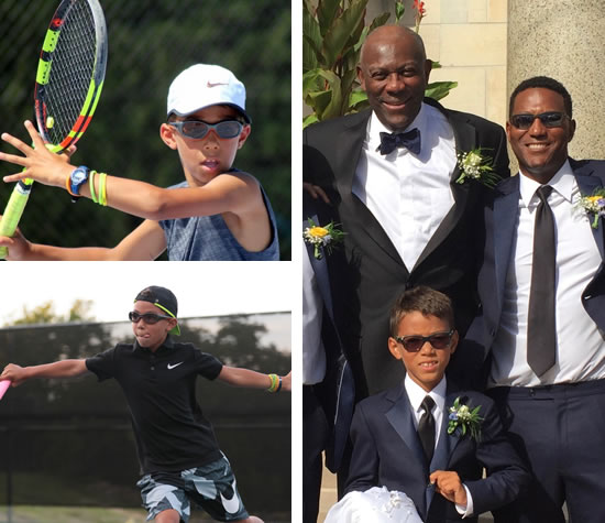 Hall of Fame basketball player Bob McAdoo (top left) with his son, Robert McAdoo III, and grandson, Robert McAdoo IV. McAdoo IV is one of the nation’s top 9-year-old tennis players.